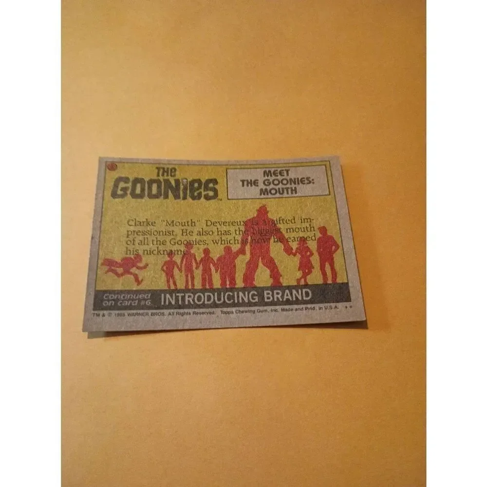 Vintage 1985 Warner Bros Topps Chewing Gum The Goonies Trading Card #5 Mouth